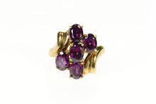Load image into Gallery viewer, 10K Oval Purple Tourmaline Cluster Bypass Ring Size 7.75 Yellow Gold
