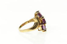 Load image into Gallery viewer, 10K Oval Purple Tourmaline Cluster Bypass Ring Size 7.75 Yellow Gold