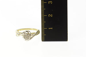 10K Round Retro Diamond Cluster Bypass Promise Ring Size 5.75 Yellow Gold