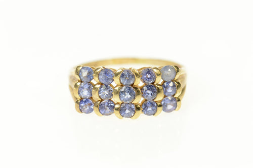 10K Squared Tiered Tanzanite Statement Band Ring Size 9.75 Yellow Gold