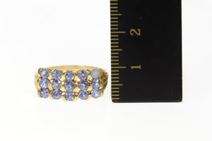10K Squared Tiered Tanzanite Statement Band Ring Size 9.75 Yellow Gold