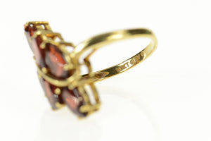 14K Marquise Garnet Cluster Statement Bypass Ring Size 7.75 Yellow Gold
