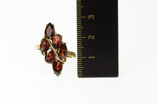 Load image into Gallery viewer, 14K Marquise Garnet Cluster Statement Bypass Ring Size 7.75 Yellow Gold