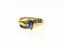Load image into Gallery viewer, 10K Marquise Natural Sapphire Baguette Bypass Ring Size 6 Yellow Gold