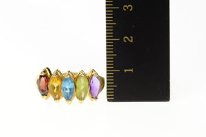 14K Five Stone Amethyst Topaz Citrine Garnet Ring Size 8.75 Yellow Gold