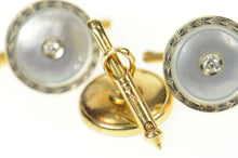 Load image into Gallery viewer, 14K Art Deco Mother of Pearl Diamond Tuxedo Buttons Cuff Links Yellow Gold