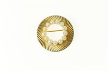 Load image into Gallery viewer, 14K Retro Classic Pearl Grooved Swirl Circle Pin/Brooch Yellow Gold