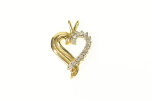 14K Curvy Diamond Heart Love Symbol Pendant Yellow Gold