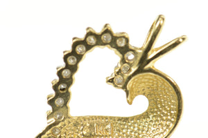 14K Curvy Diamond Heart Love Symbol Pendant Yellow Gold