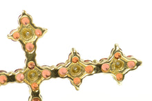 Load image into Gallery viewer, 14K Hessonite Garnet Diamond Cross Christian Pendant Yellow Gold