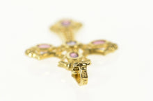Load image into Gallery viewer, 14K Sapphire Purple Tourmaline Elaborate Cross Pendant Yellow Gold