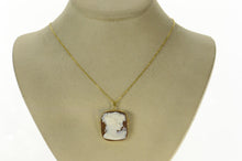 Load image into Gallery viewer, 18K Victorian Squared Carved Shell Cameo Pendant Yellow Gold