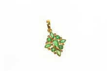 Load image into Gallery viewer, 18K 1.24 Ctw Natural Emerald Diamond Cluster Pendant Yellow Gold