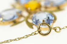 Load image into Gallery viewer, 14K Retro Syn.Tanzanite &amp; Citrine Flower Necklace 16.25&quot; Yellow Gold