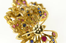 Load image into Gallery viewer, 22K Ruby Sapphire Encrusted Butterfly Screw Back Earrings Yellow Gold