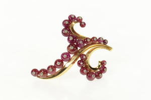 14K Ruby Diamond Floral Statement Swirl Pin/Brooch Yellow Gold