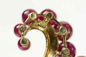 14K Ruby Diamond Floral Statement Swirl Pin/Brooch Yellow Gold
