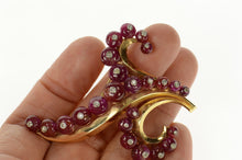 Load image into Gallery viewer, 14K Ruby Diamond Floral Statement Swirl Pin/Brooch Yellow Gold