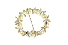 Load image into Gallery viewer, 14K Pearl Diamond Cluster Wreath Statement Pin/Brooch White Gold