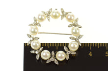 Load image into Gallery viewer, 14K Pearl Diamond Cluster Wreath Statement Pin/Brooch White Gold