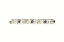 Load image into Gallery viewer, 18K 1.52 Ctw Art Deco Sapphire Diamond Filigree Pin/Brooch White Gold