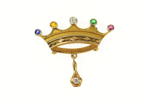 14K Order of the Eastern Star Diamond Crown Pin/Brooch Yellow Gold