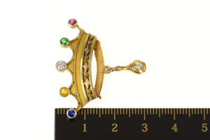 14K Order of the Eastern Star Diamond Crown Pin/Brooch Yellow Gold