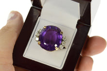 Load image into Gallery viewer, 14K 22 Ctw Amethyst Diamond Cocktail Statement Ring Size 7.5 Yellow Gold