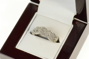 10K Pave Diamond Encrusted Braid Statement Band Ring Size 7 White Gold