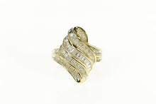 Load image into Gallery viewer, 10K Diamond Encrusted Wavy Statement Cluster Ring Size 7.25 Yellow Gold