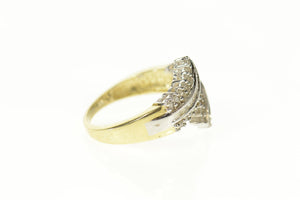 10K Baguette Diamond Encrusted Statement Bypass Ring Size 7 Yellow Gold