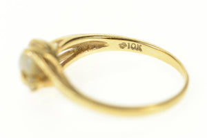 10K Opal Diamond Classic Wavy Statement Ring Size 7.75 Yellow Gold