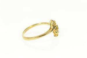 14K Three Stone Diamond Classic Bypass Ring Size 5.75 Yellow Gold