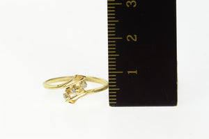 14K Three Stone Diamond Classic Bypass Ring Size 5.75 Yellow Gold