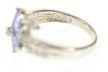 Load image into Gallery viewer, 10K Tanzanite Flower Diamond Accent Statement Ring Size 7.25 White Gold