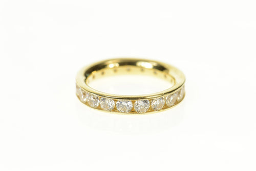 14K Channel Cubic Zirconia Classic Wedding Band Ring Size 5.25 Yellow Gold