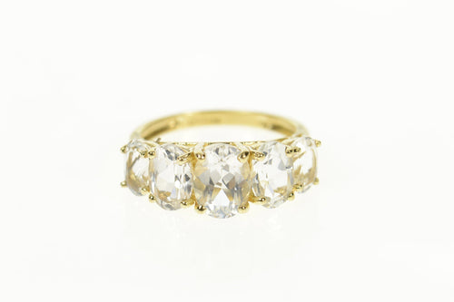 10K Five Stone Graduated Oval Statement Ring Size 5.75 Yellow Gold