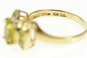 10K Oval Peridot Semi Halo Statement Ring Size 8.25 Yellow Gold