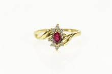 Load image into Gallery viewer, 14K Marquise Ruby Diamond Halo Bypass Ring Size 5.5 Yellow Gold