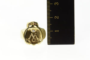 14K MC Monogram Diamond Ruby Statement Ring Size 6.5 Yellow Gold