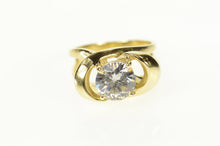 Load image into Gallery viewer, 14K Round Solitaire Geometric Raised Statement Ring Size 5 Yellow Gold