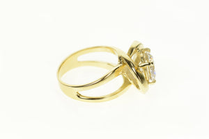 14K Round Solitaire Geometric Raised Statement Ring Size 5 Yellow Gold