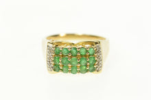 Load image into Gallery viewer, 14K Squared Emerald Diamond Statement Band Ring Size 8.75 Yellow Gold