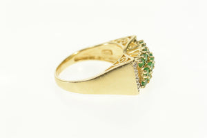 14K Squared Emerald Diamond Statement Band Ring Size 8.75 Yellow Gold