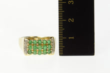 Load image into Gallery viewer, 14K Squared Emerald Diamond Statement Band Ring Size 8.75 Yellow Gold