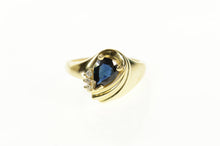 Load image into Gallery viewer, 14K Pear Sapphire Diamond Accent Statement Ring Size 6 Yellow Gold