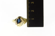 Load image into Gallery viewer, 14K Pear Sapphire Diamond Accent Statement Ring Size 6 Yellow Gold
