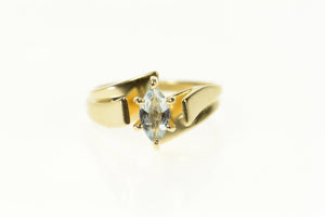 14K Marquise Solitaire Bypass Travel Engagement Ring Size 6.25 Yellow Gold