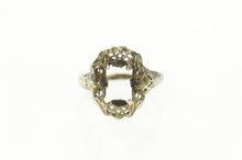 Load image into Gallery viewer, 10K Art Deco Filigree Ornate Statement Setting Ring Size 4.75 White Gold