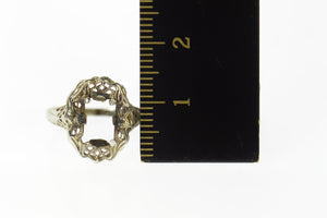 10K Art Deco Filigree Ornate Statement Setting Ring Size 4.75 White Gold